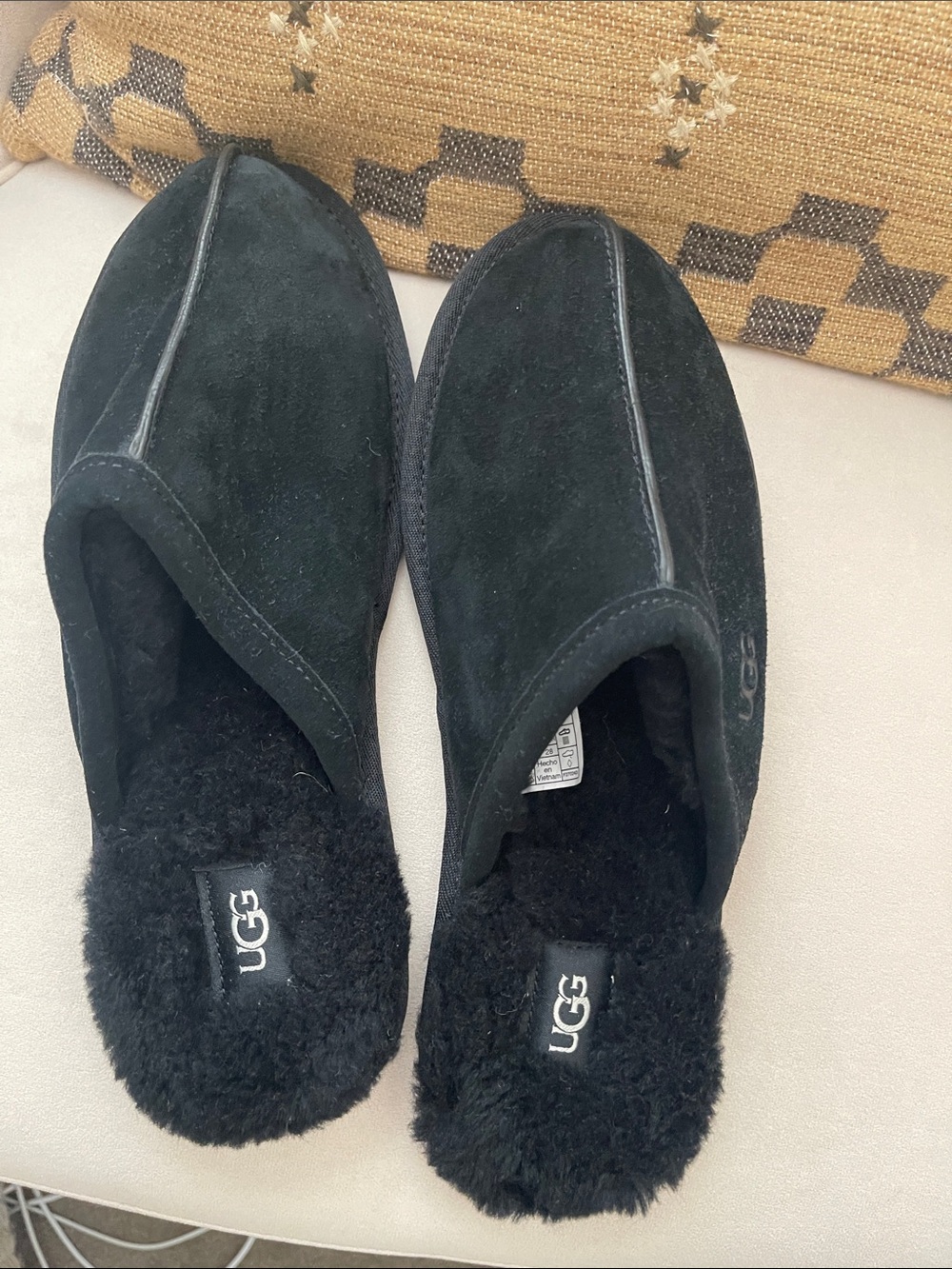 UGG Men’s Black Suede Slip-On Shearling Mules
